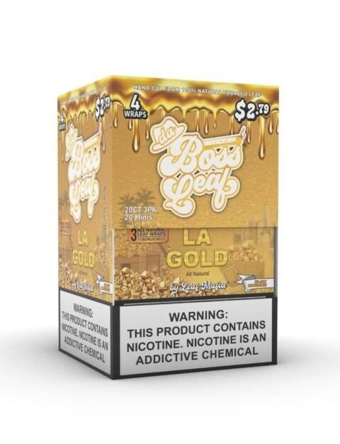 Boss Leaf LA Gold Wraps – Premium Natural Tobacco Leaf Wraps Boss Leaf LA Gold Wraps – Premium Natural Tobacco Leaf Wraps | Smooth Gold Flavor | 4 Wraps Pack